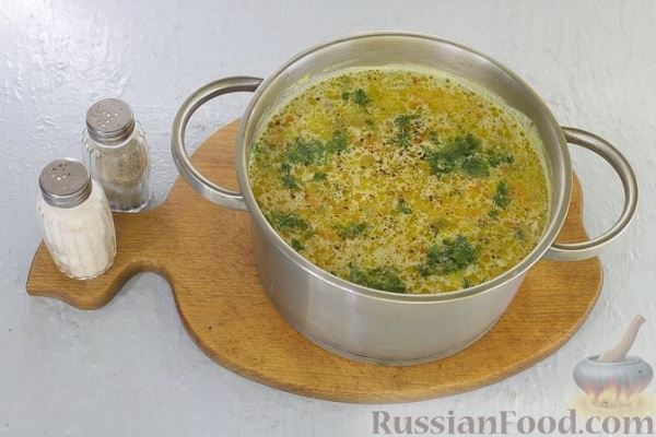 Сырный суп с шампиньонами и вермишелью