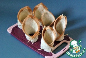 Хлебные тарталетки с закуской из фасоли и куриного филе