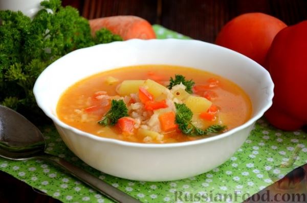 Рисовый суп с овощами (на сливочном масле)